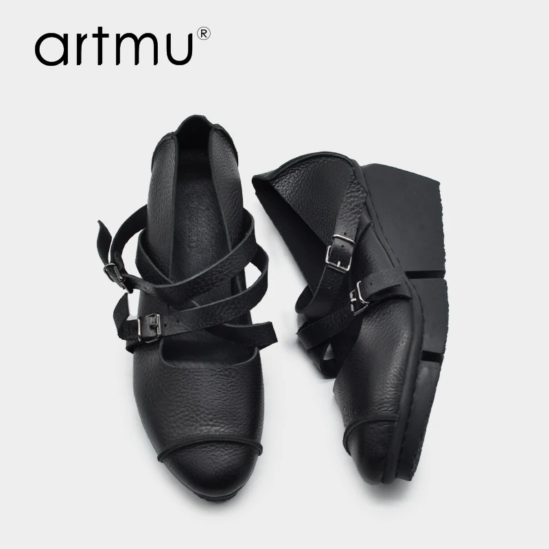 Artmu阿木真皮厚底坡跟单鞋女新款高跟鞋女气质高级不累脚P2589-3