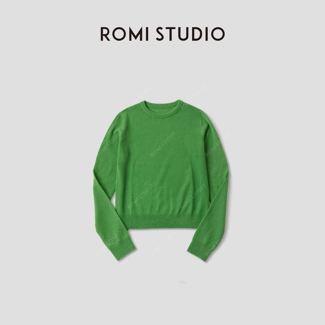 ROMI STUDIO“轻奢简约”康赛妮100%山羊绒套头圆领毛衫 RWCAST5986
