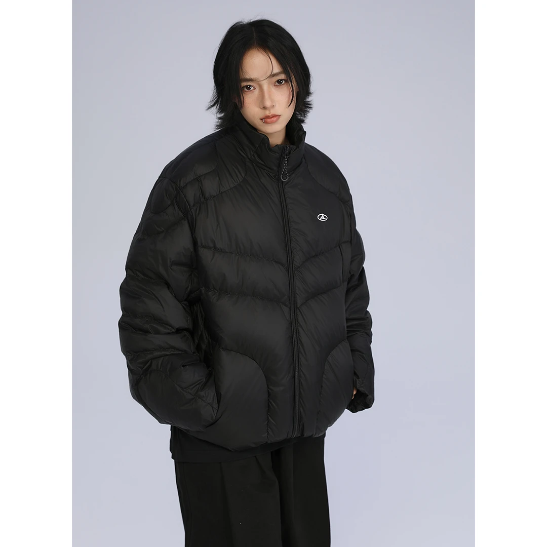 FROM WRTING字由机能风科技感线条分割立领白鸭绒羽绒服冬季保暖