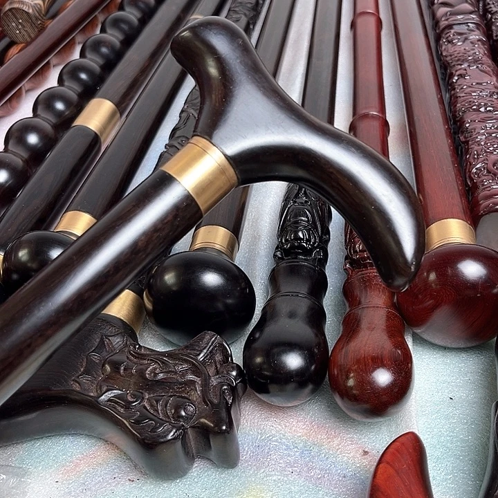 东非黑黄檀（紫光檀）紫光檀弯把手杖