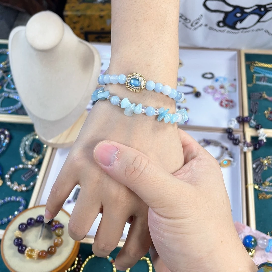 水晶手链银S925镀金镶嵌