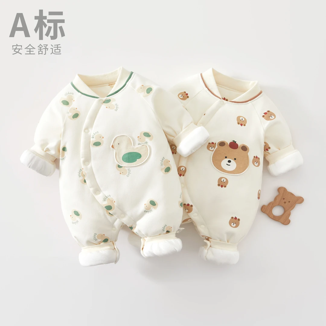 婴儿棉服夹棉连体衣宝宝冬装外套新生儿衣服秋冬季保暖加厚外出服