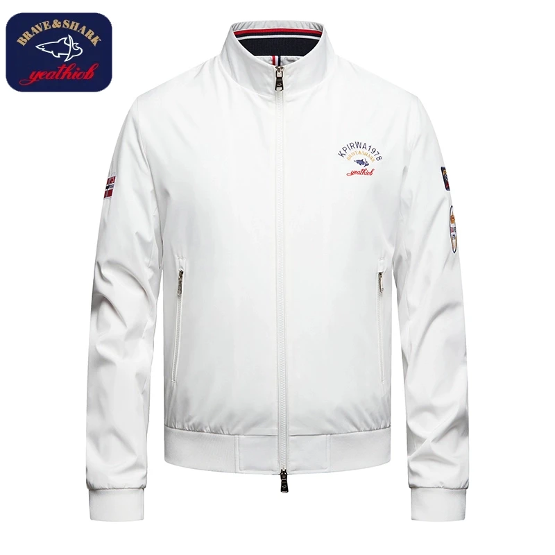 勇士鲨鱼男士时尚运动夹克春秋潮流休闲百搭立领外套修身1320