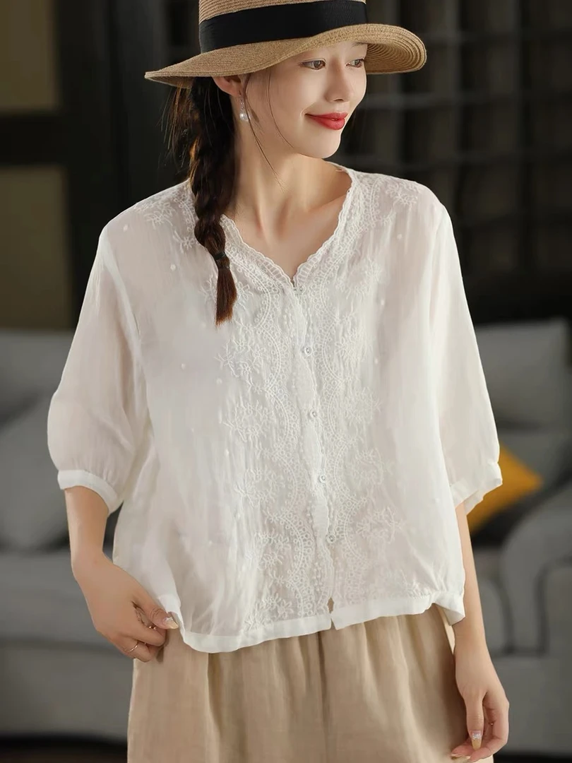 【100纯苎麻】波希米亚刺绣高级复古高货精致短款开衫清凉