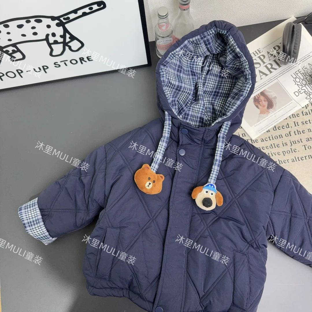 男童外套秋冬款2025儿童加厚冬装宝宝保暖连帽冲锋衣上衣ML-555