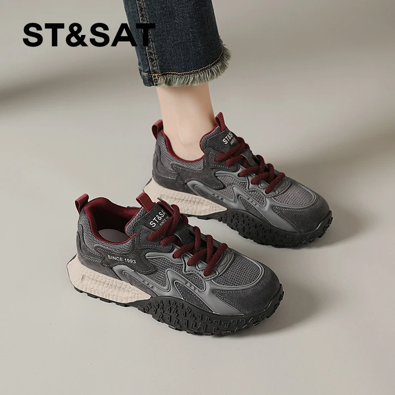 星期六厚底德训鞋女2025新款秋季板鞋女士透气运动鞋子超火阿甘鞋