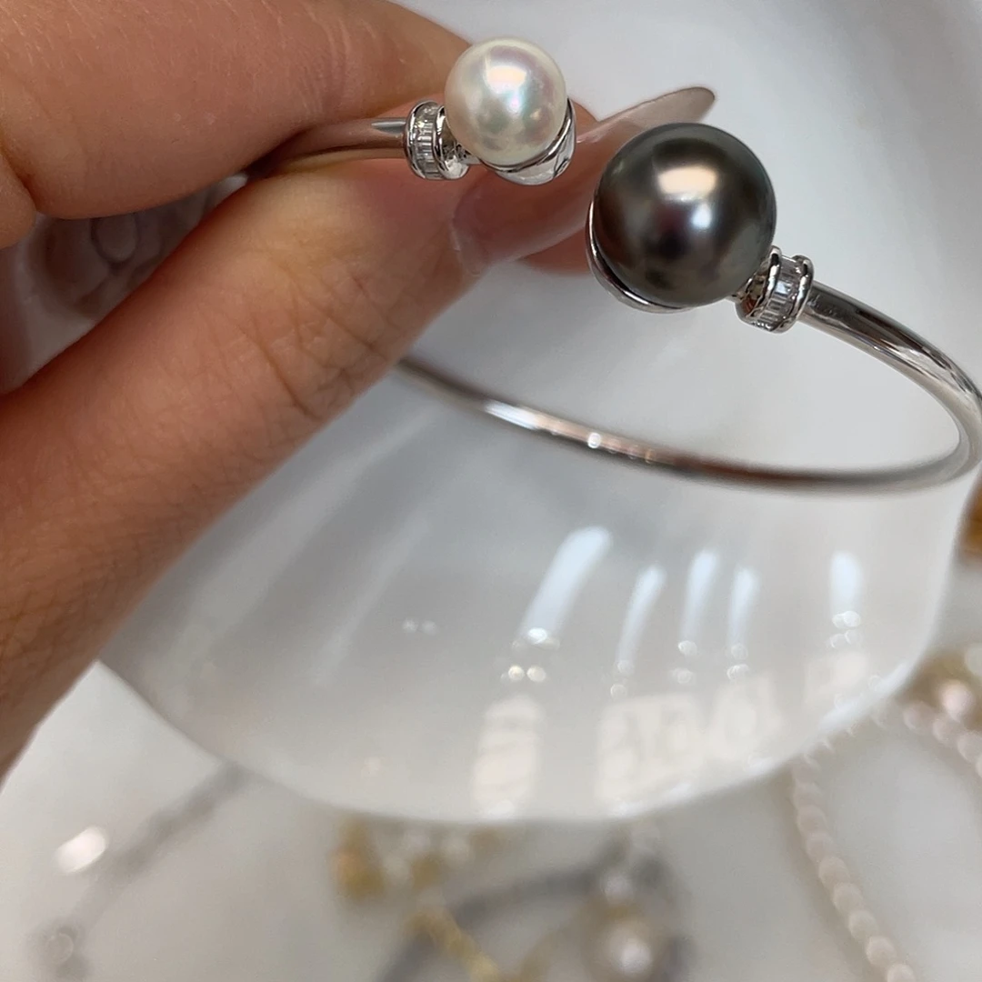 银S925镶嵌海水珍珠手绳