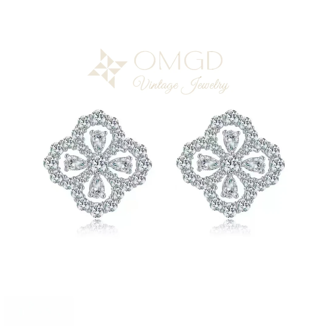 铜合金合成锆石耳饰 【D1175-2】耳钉 轻奢时尚设计款-HW