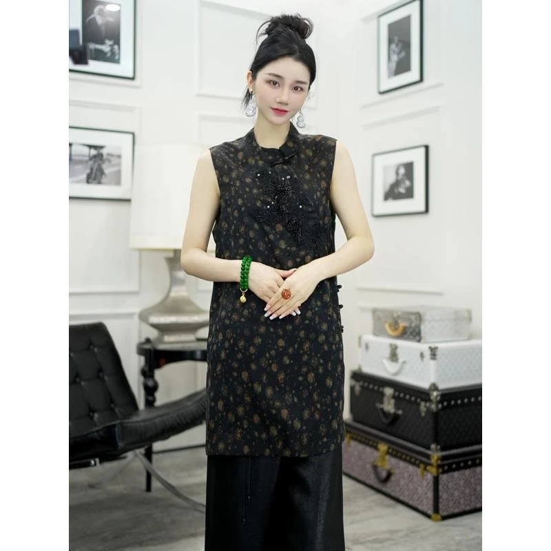 Betty Bairn【传承/花朝时】香云纱桑蚕丝无袖马甲裙25B-BW10366