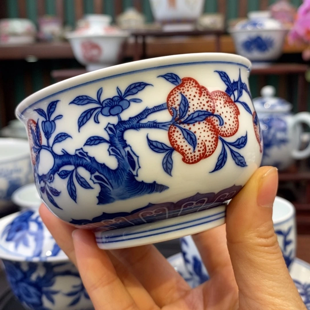 手工陶瓷红桃炉式杯