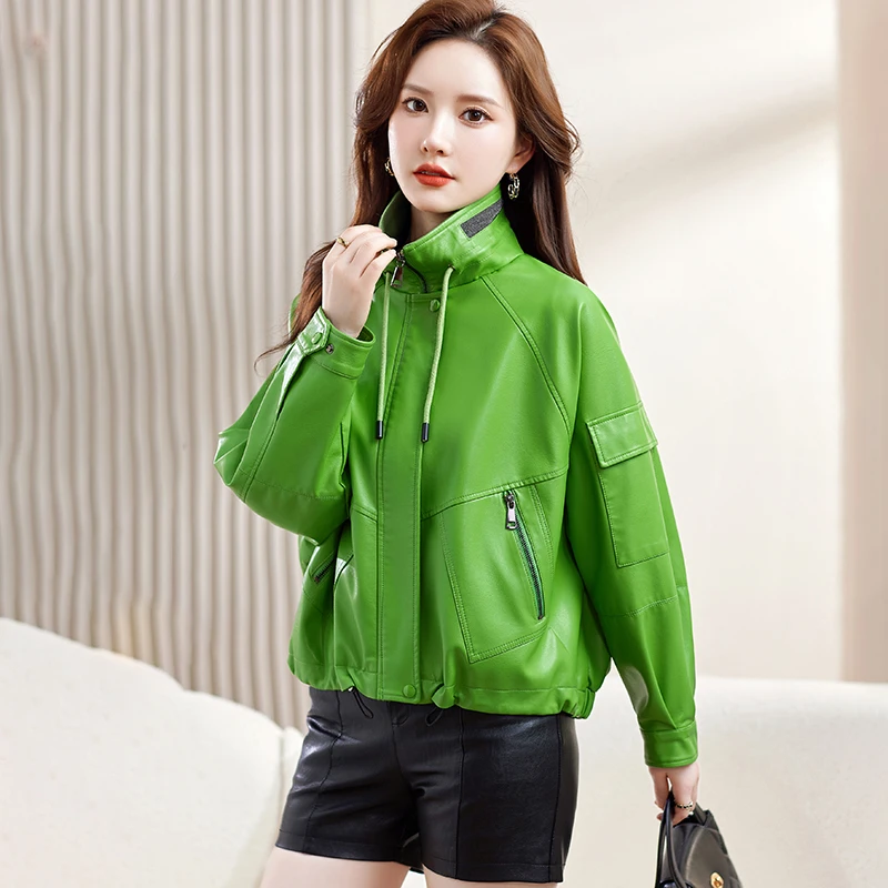 【纯皮皮衣女】春季新款时尚百搭皮夹克宽松韩版短款显瘦小外套
