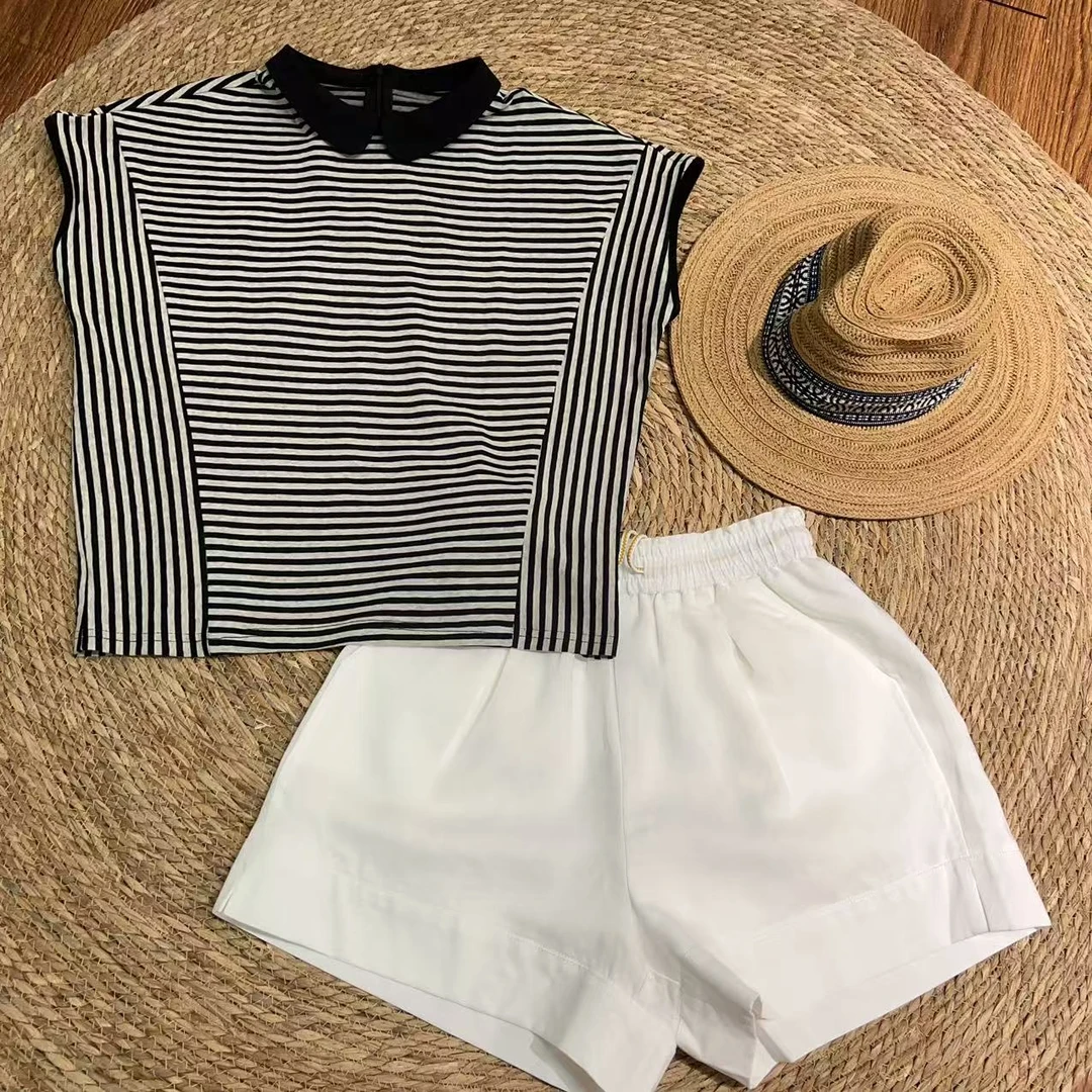 【那尚新品】休闲又精致条纹立体裁剪显瘦T恤