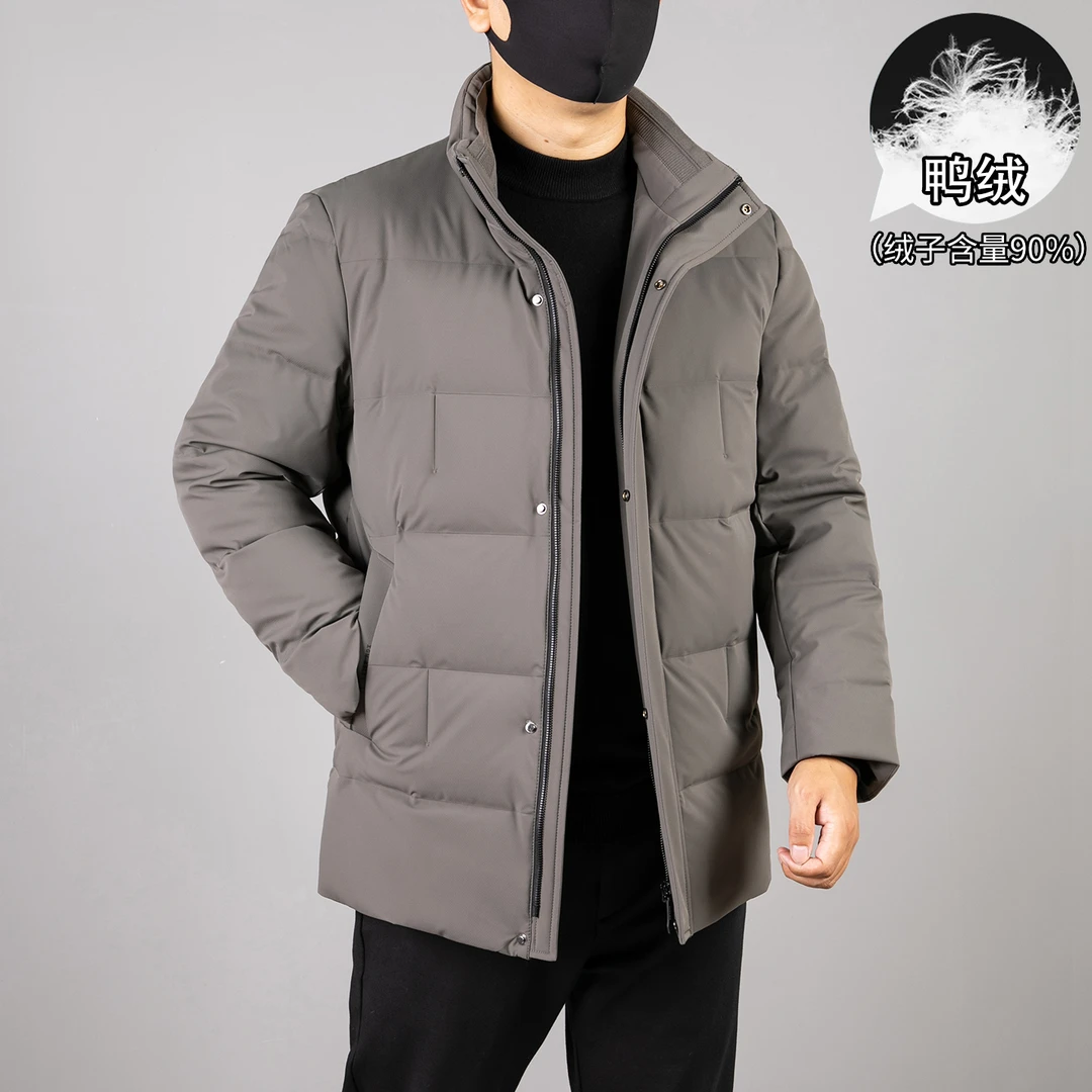 大码男士羽绒服中年休闲商务立领冬季男胖子宽松加肥保暖鸭绒外套