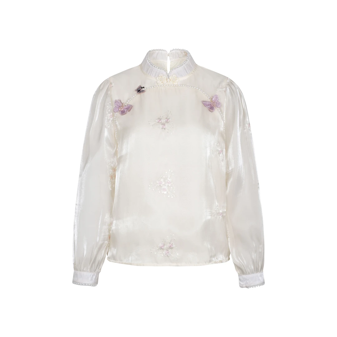 OneKoilin“晓梦“新款定制刺绣重工艺手工串珠新中式衬衣 XMCS