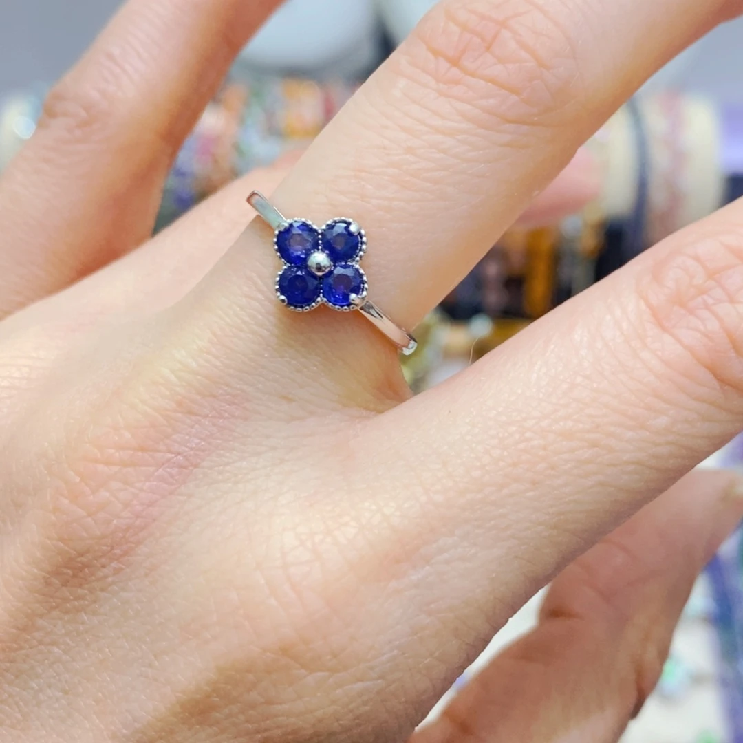 蓝宝石戒指银S925镶嵌