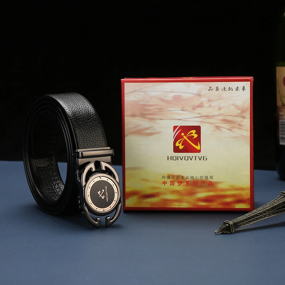 [蜻&蜓]头层牛皮自动扣腰带