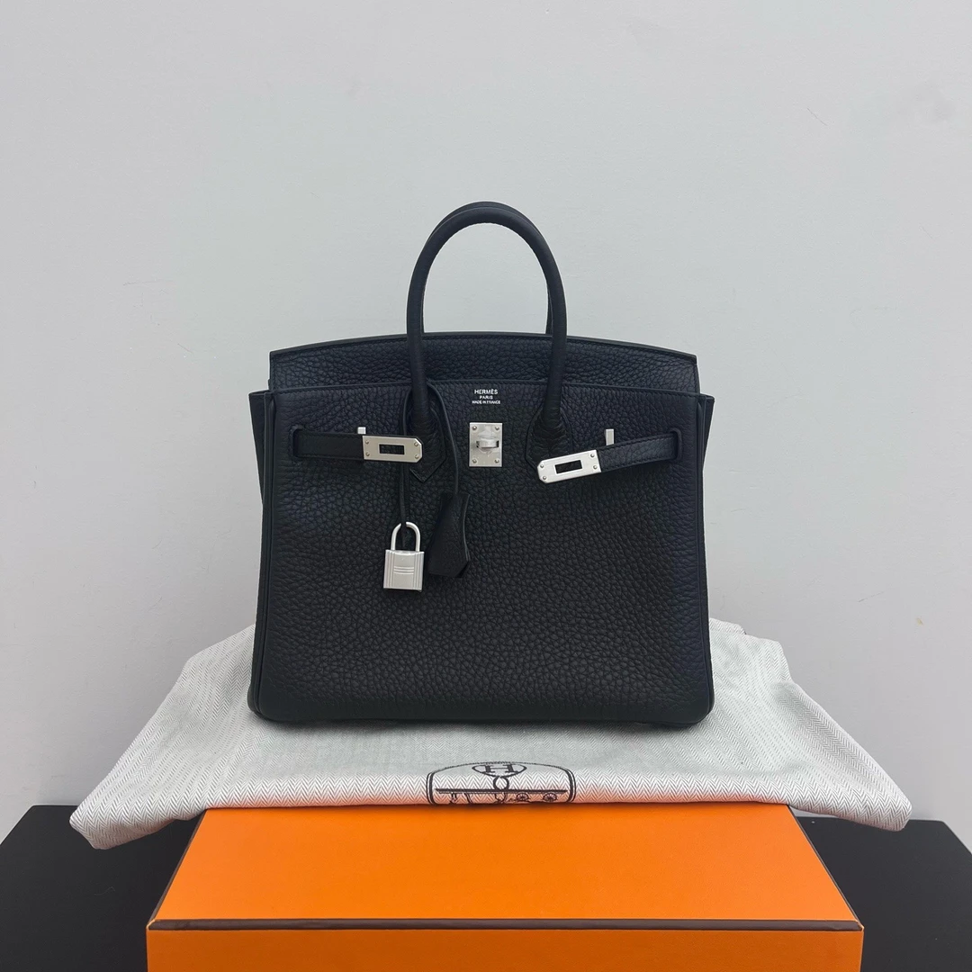 未使用 Hermes/爱马仕 birkin25黑银 附件：全套