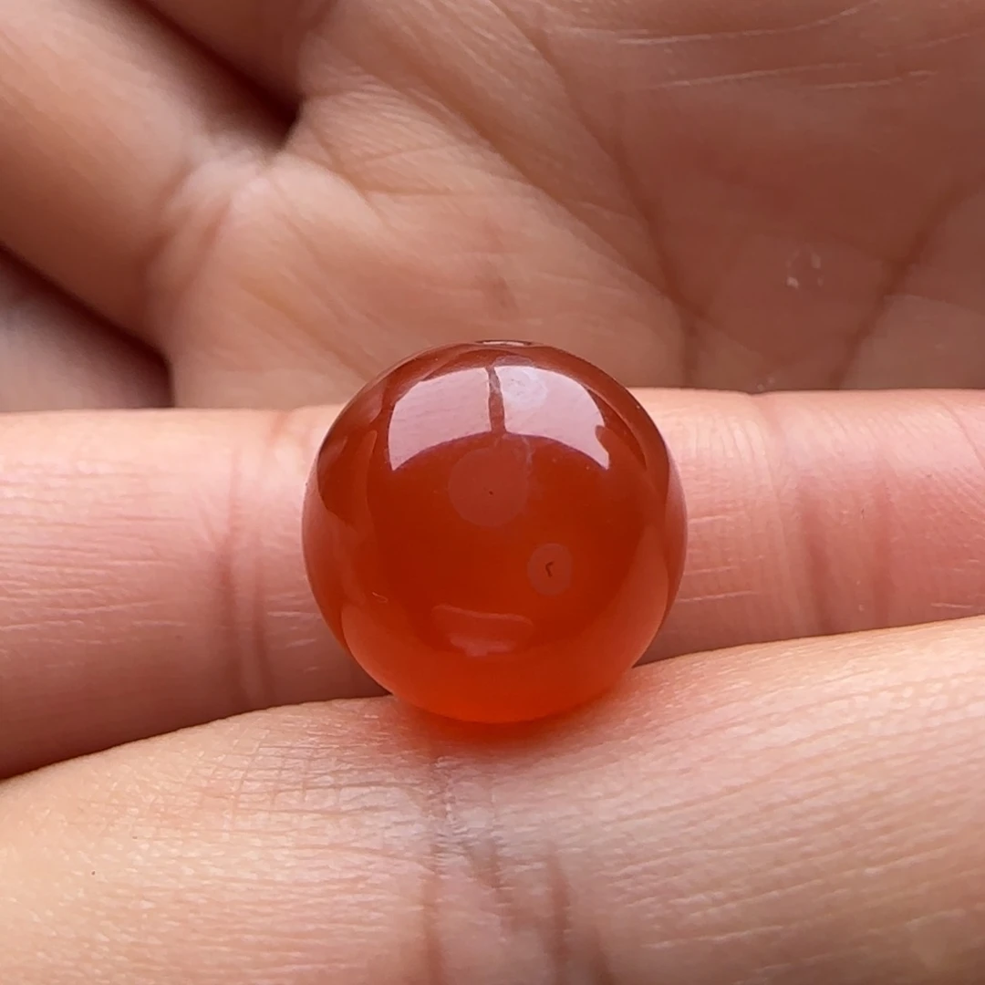 南红玛瑙圆珠13.5未镶嵌全**立白纹