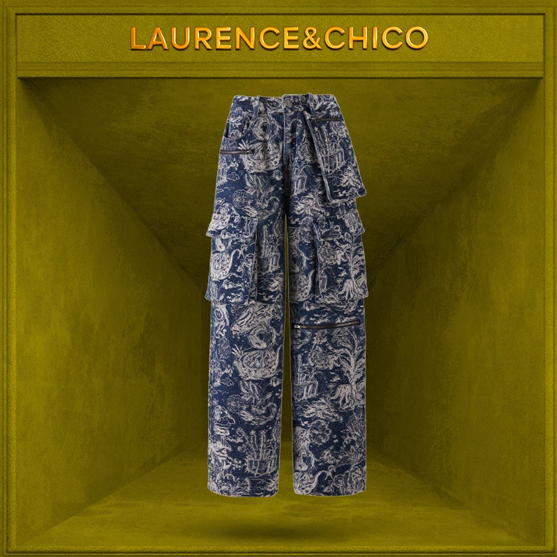 LC天中花园牛仔工装裤，蓝色C4AD10115001