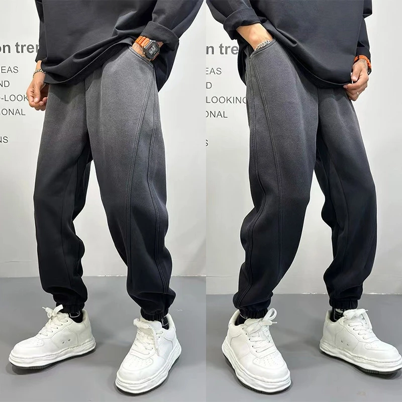 春季渐变休闲裤男士潮牌痞帅束脚裤青年松紧腰百搭运动束脚哈伦裤