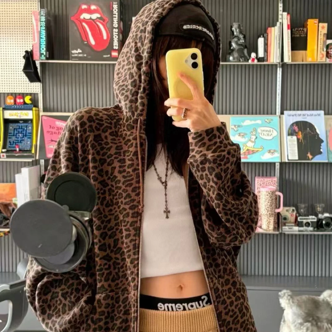 SU 25ss豹纹连帽拉链春季薄款常规款卫衣