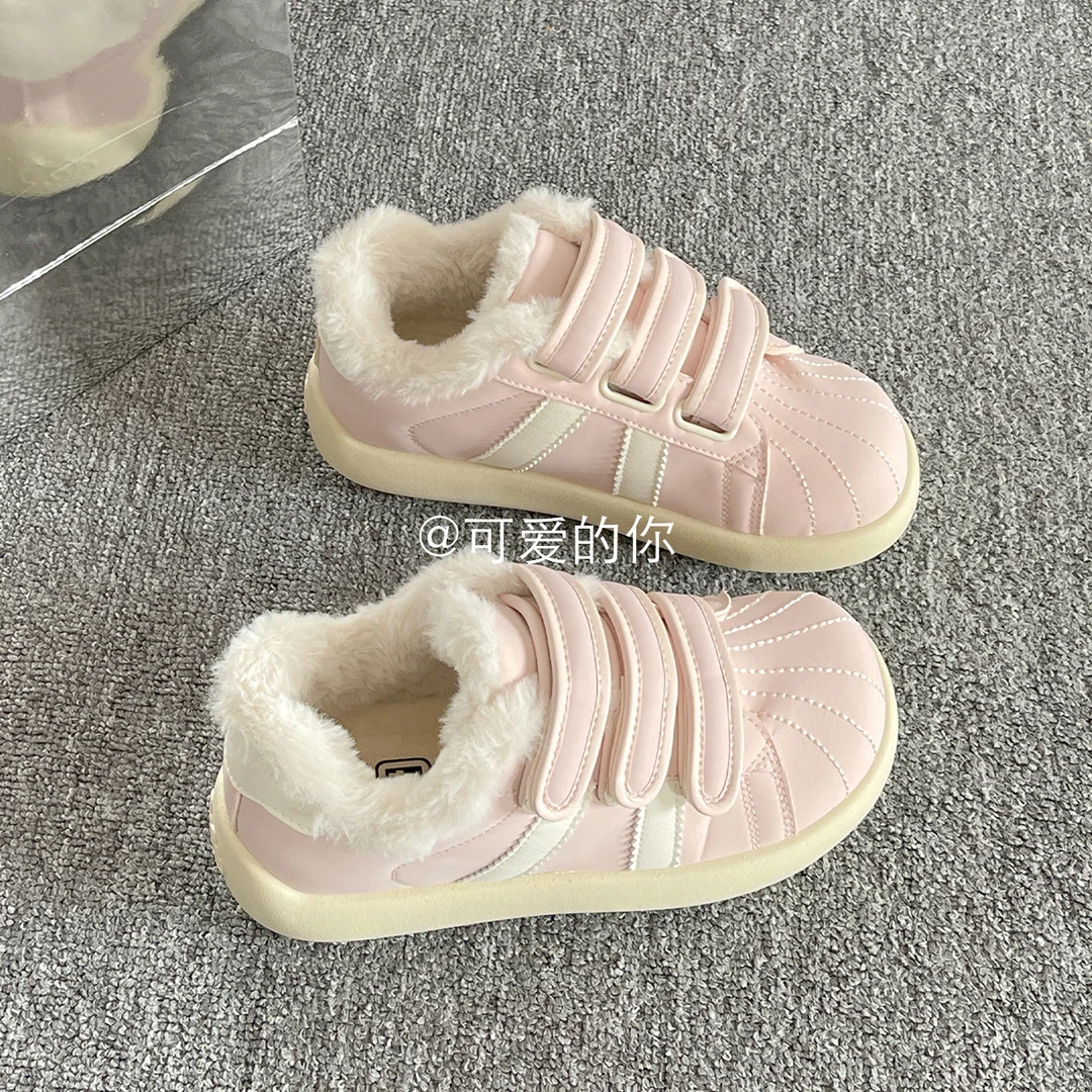 贝壳头板鞋子女款爆款2025新款二棉鞋女冬季保暖加绒加厚底小白鞋
