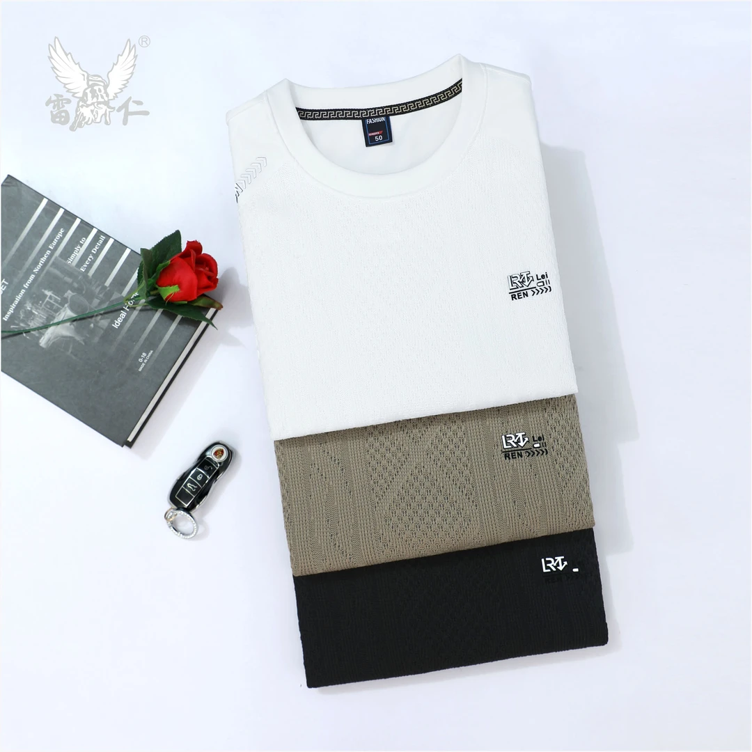 雷仁2025秋冬男士针织拼接舒适长袖休闲衫百搭圆领卫衣男LR66016