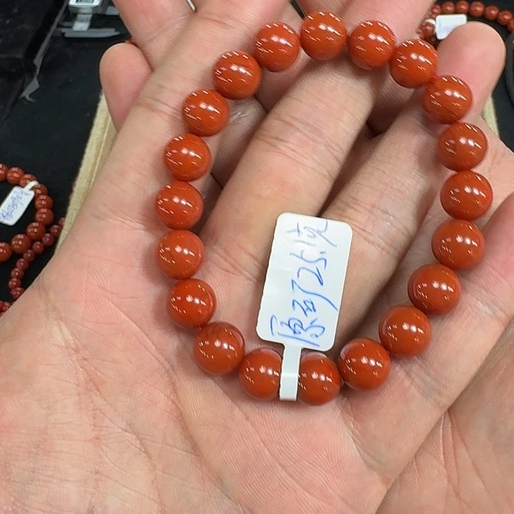 花***伽南红玛瑙未镶嵌手链原矿南红手串9mm➕高品质瓦西柿子红