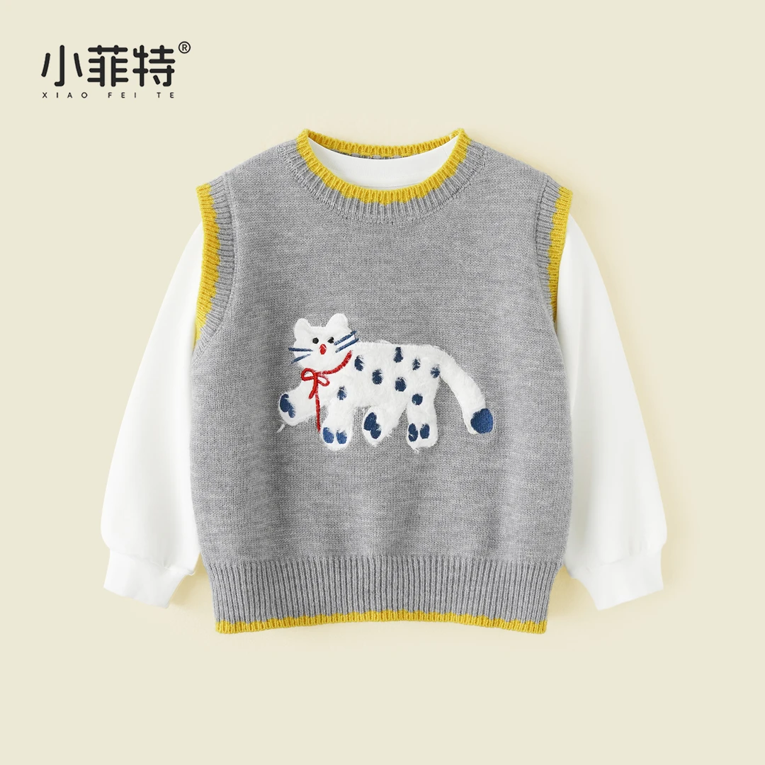 【马甲+衬衫】小菲特女童秋装新款针织马甲套装休闲上衣YNTQ52661