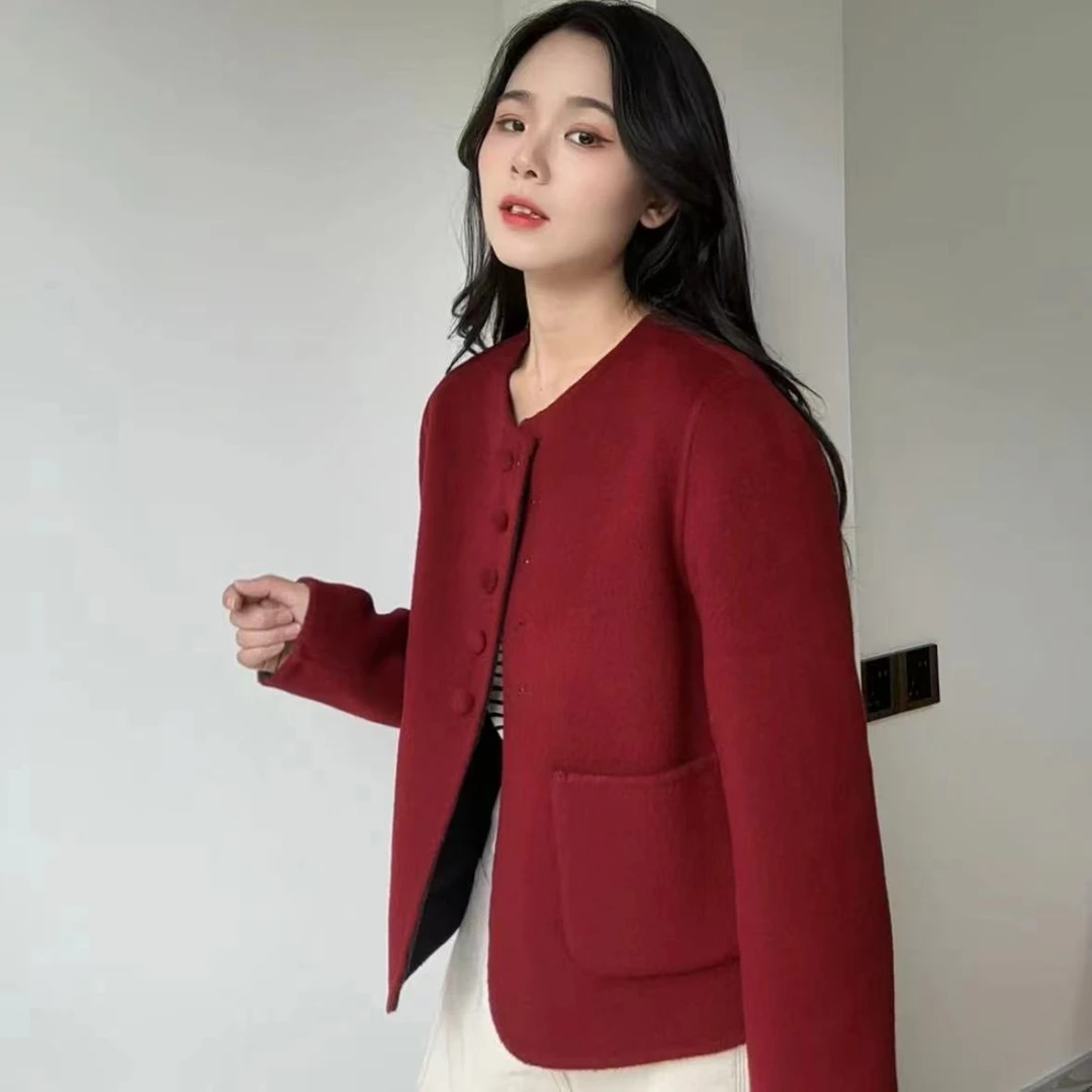 【萌姐严选专属】超细绵羊毛气质百搭休闲小香风82510
