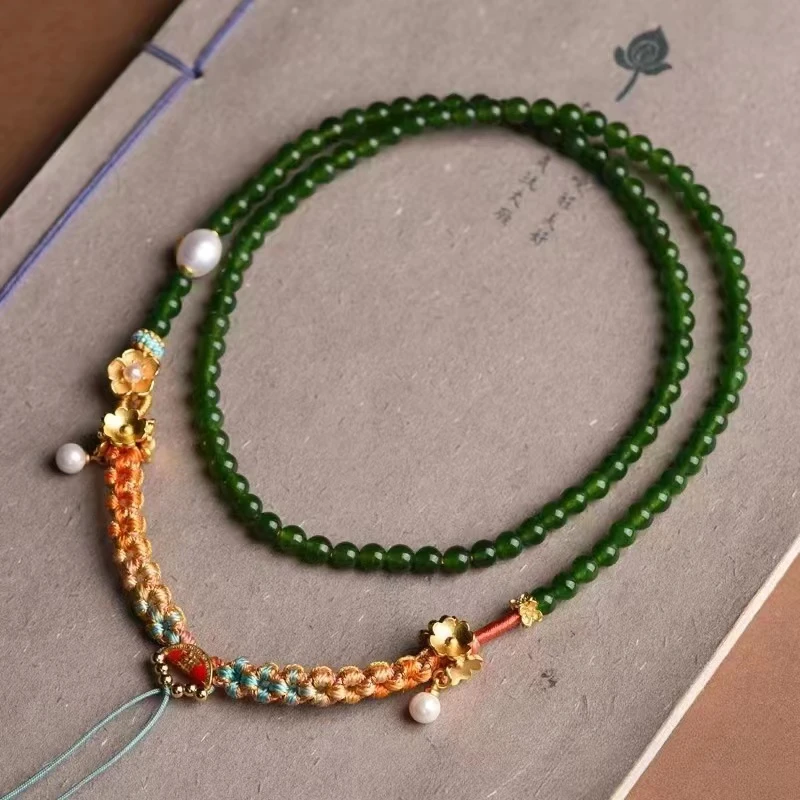 铜合金项链 定制款纯手工编织复古挂脖项链编绳坠链唐卡挂脖项链