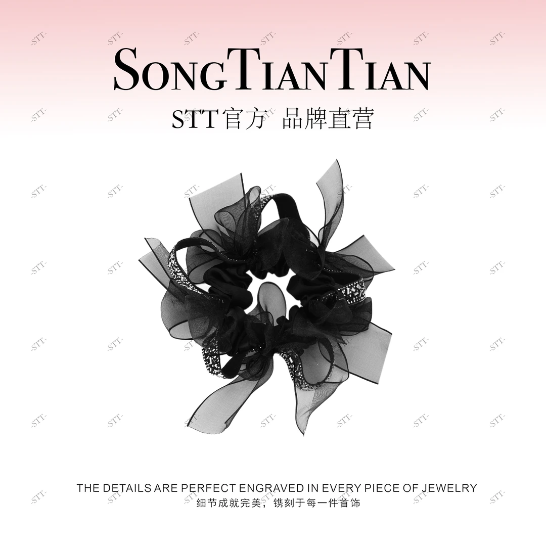 爆款韩系细钻慵懒蝴蝶结飘带大肠发圈191-001