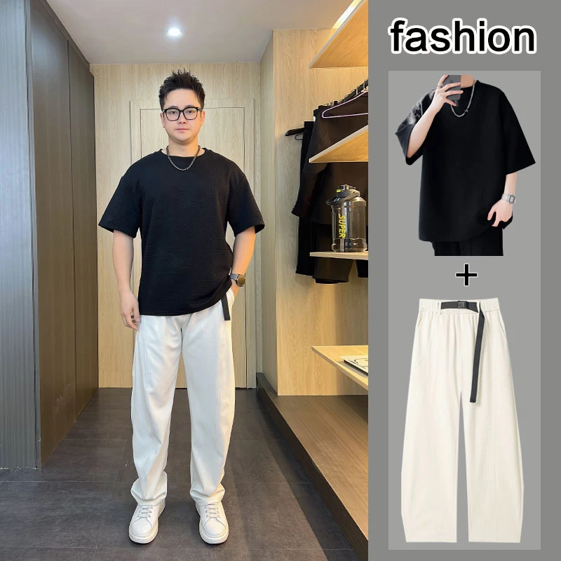 夏季男士短袖T恤韩版宽松胖人大码百搭休闲半袖加肥加大码夏装潮