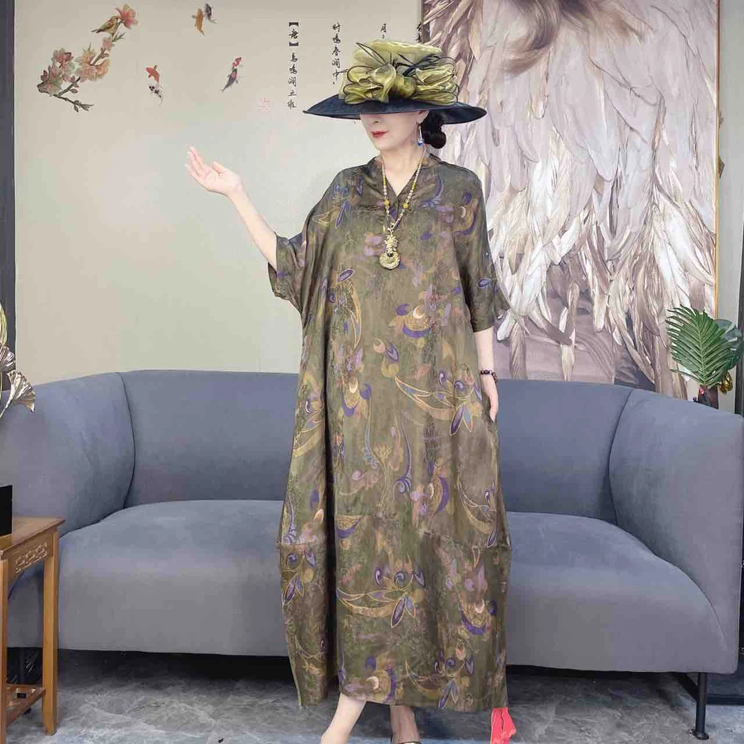 75116国潮风高端中国风显瘦高贵上档次夏季连衣裙