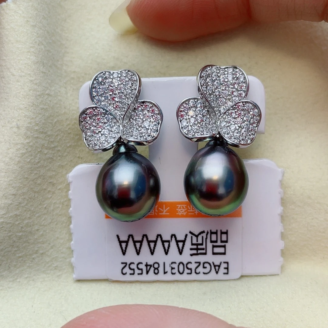 海水珍珠耳饰银S925镶嵌w33