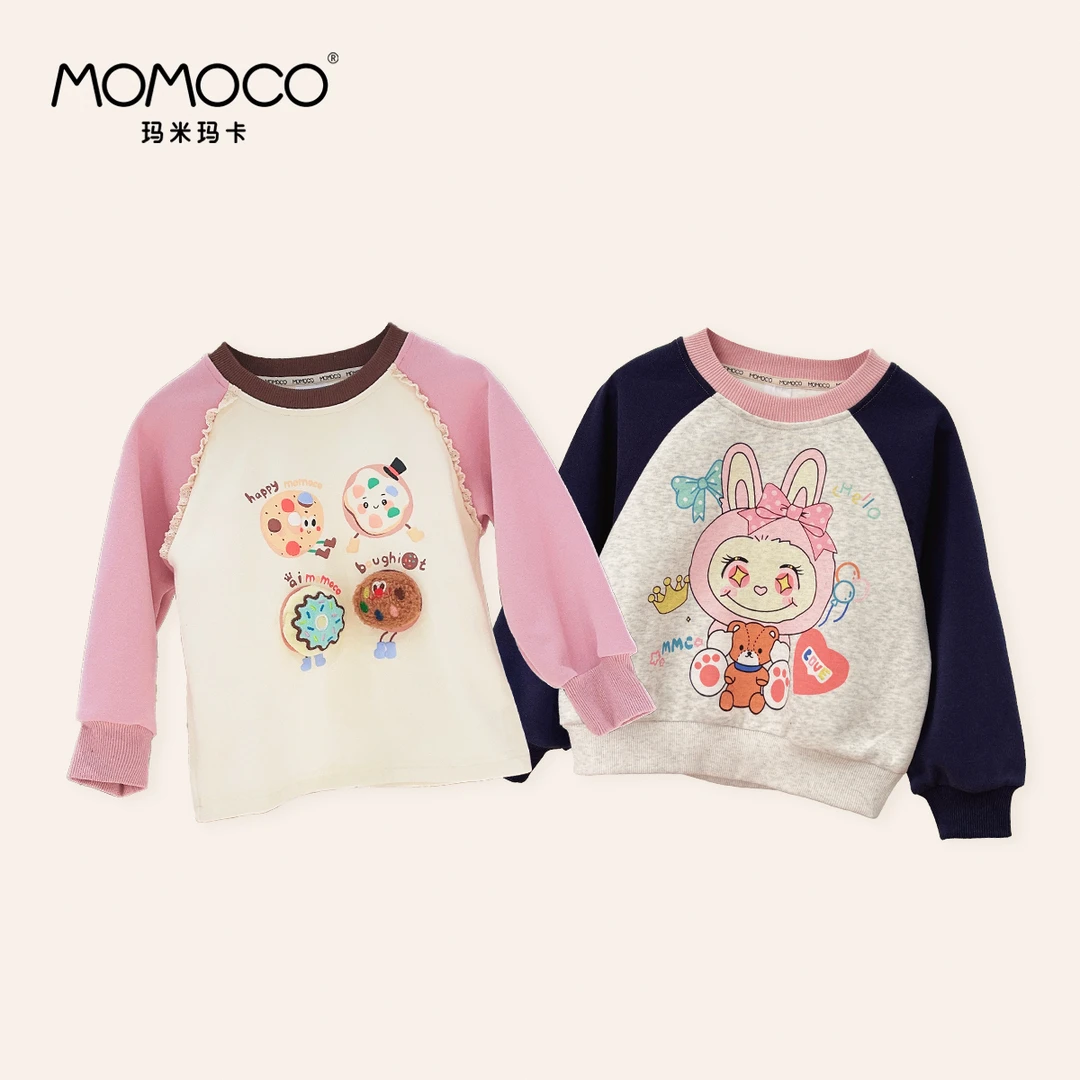MOMOCO女童秋季儿童洋气时尚卡通立体玩偶插肩袖卫衣77730232011