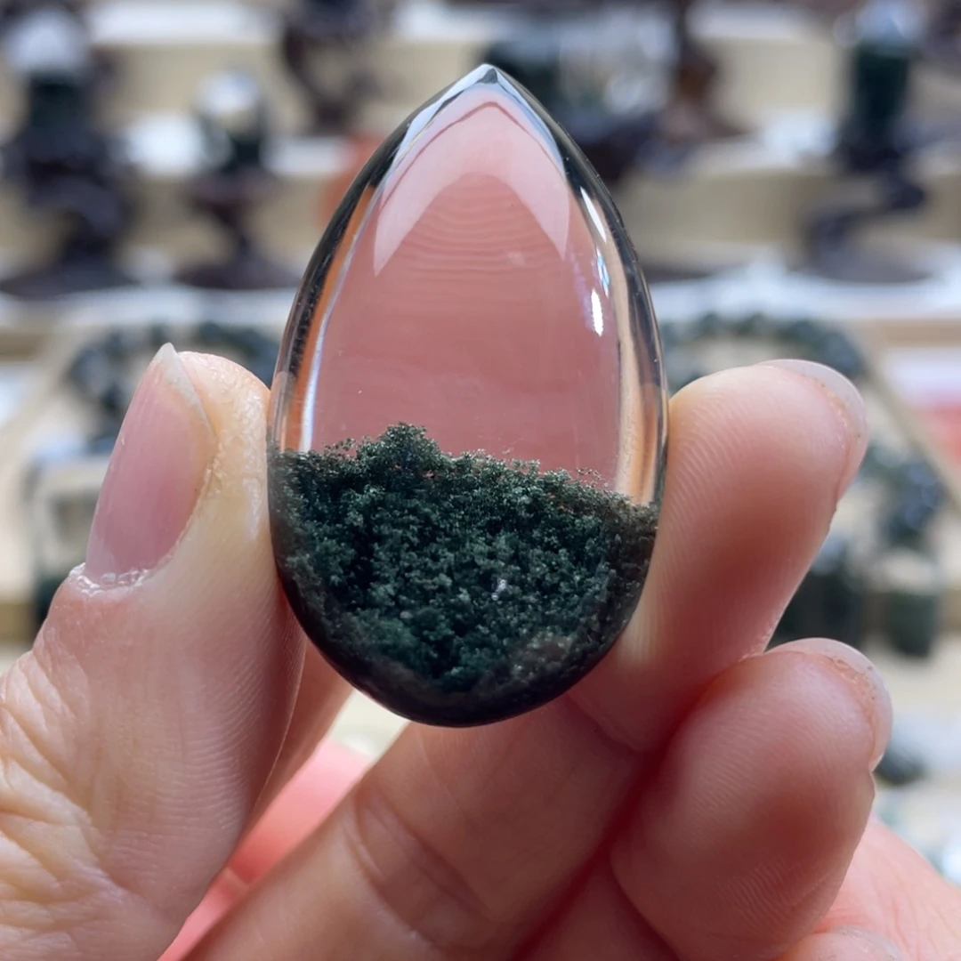 水晶颈饰未镶嵌绿幽灵聚宝盆水滴
