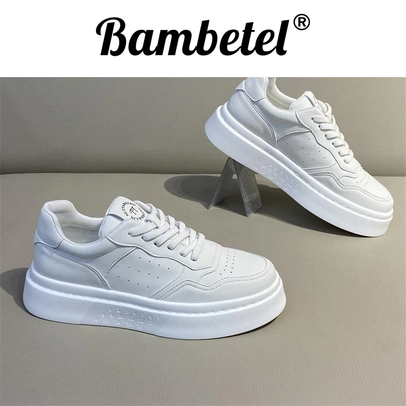 Bambetel时尚休闲鞋小白鞋男夏季新款低帮透气皮面板鞋百搭轻鞋子