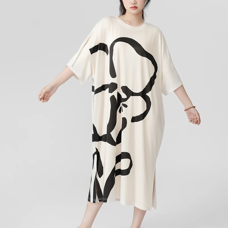 艺术鸭新款夏季家居服抗菌凉感宽松中长款睡衣女款