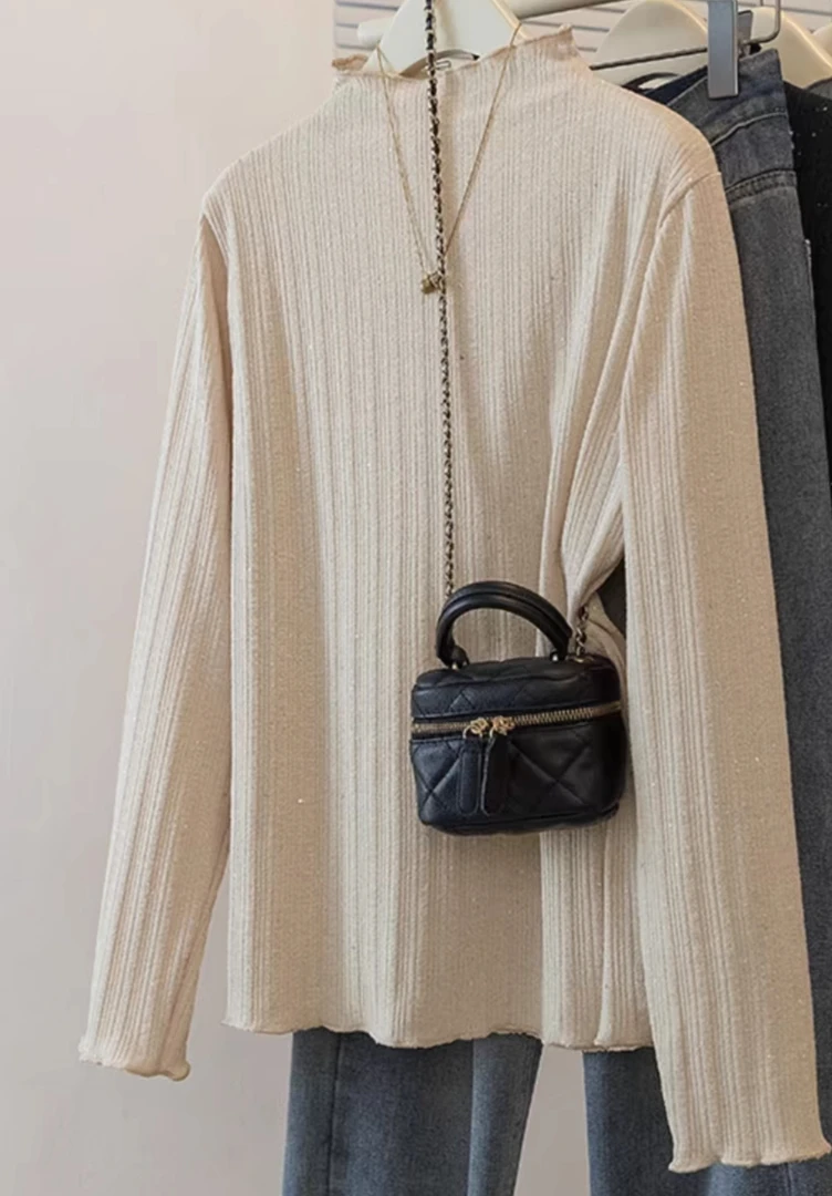 9622（35）常规长袖宽松型T恤针织半高领秋冬百搭圆领套头宽松显瘦