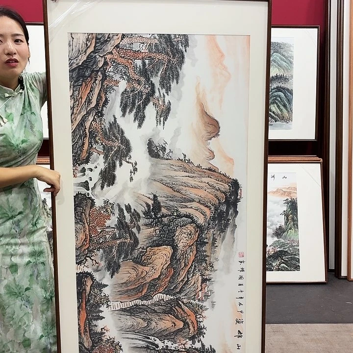 国画带框手绘作品