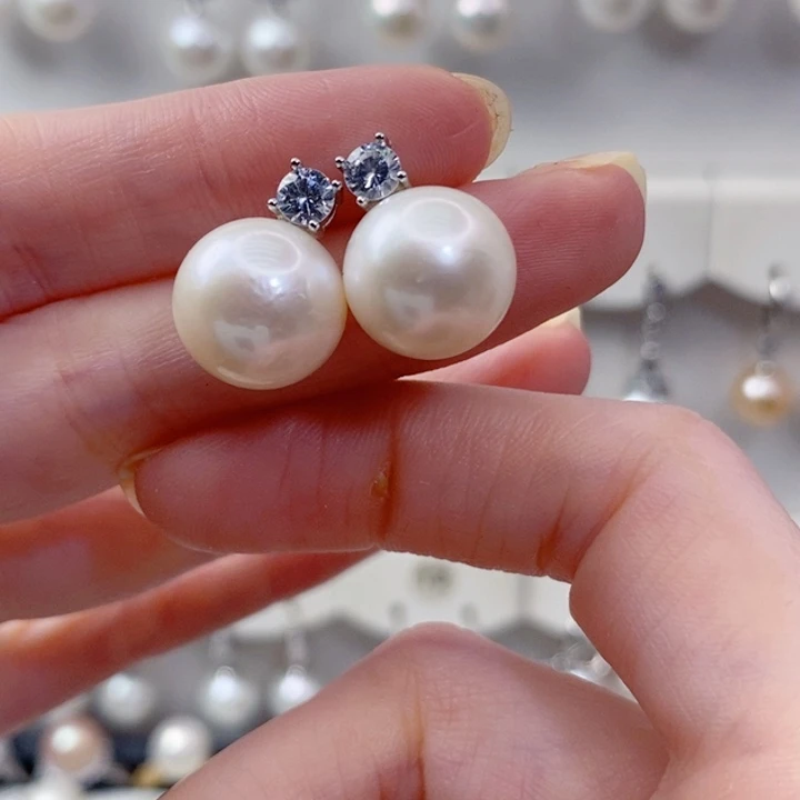 耳饰淡水珍珠银S925镶嵌A