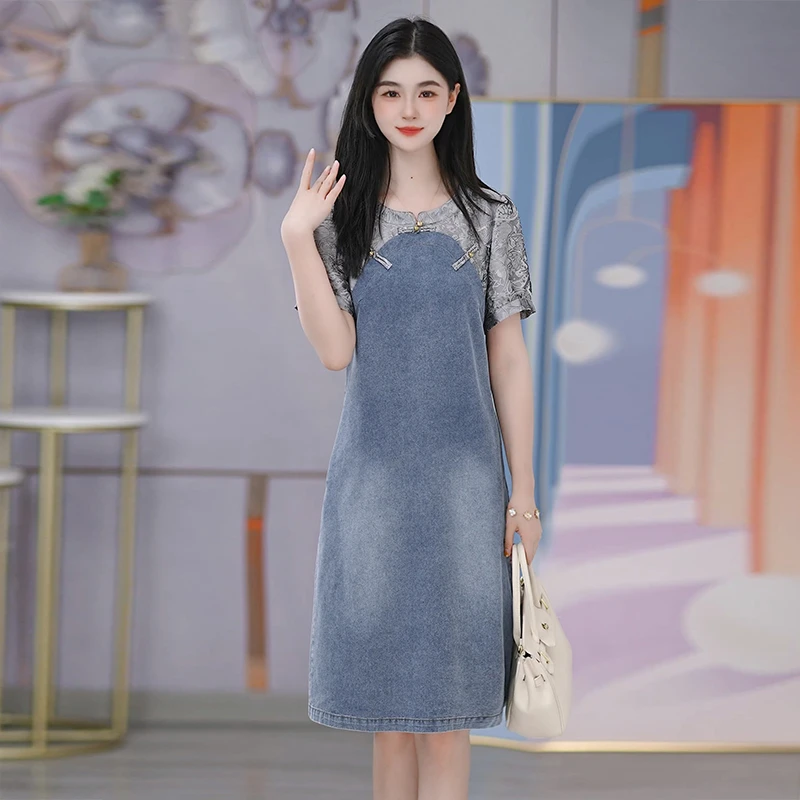 夏季牛仔新款连衣裙洋气减龄气质显瘦中长款裙子女