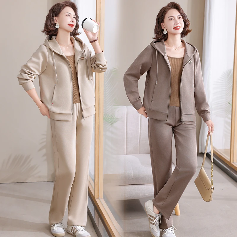 妈妈秋装运动服套装新款洋气两件套50岁中老年人女春秋季卫衣外套