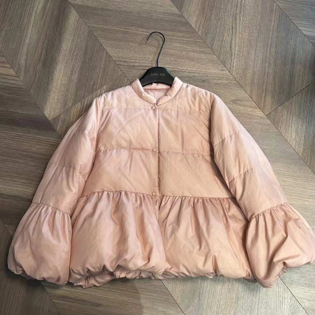 【轻奢】减龄粉色花苞女小个子90白鸭绒羽绒服