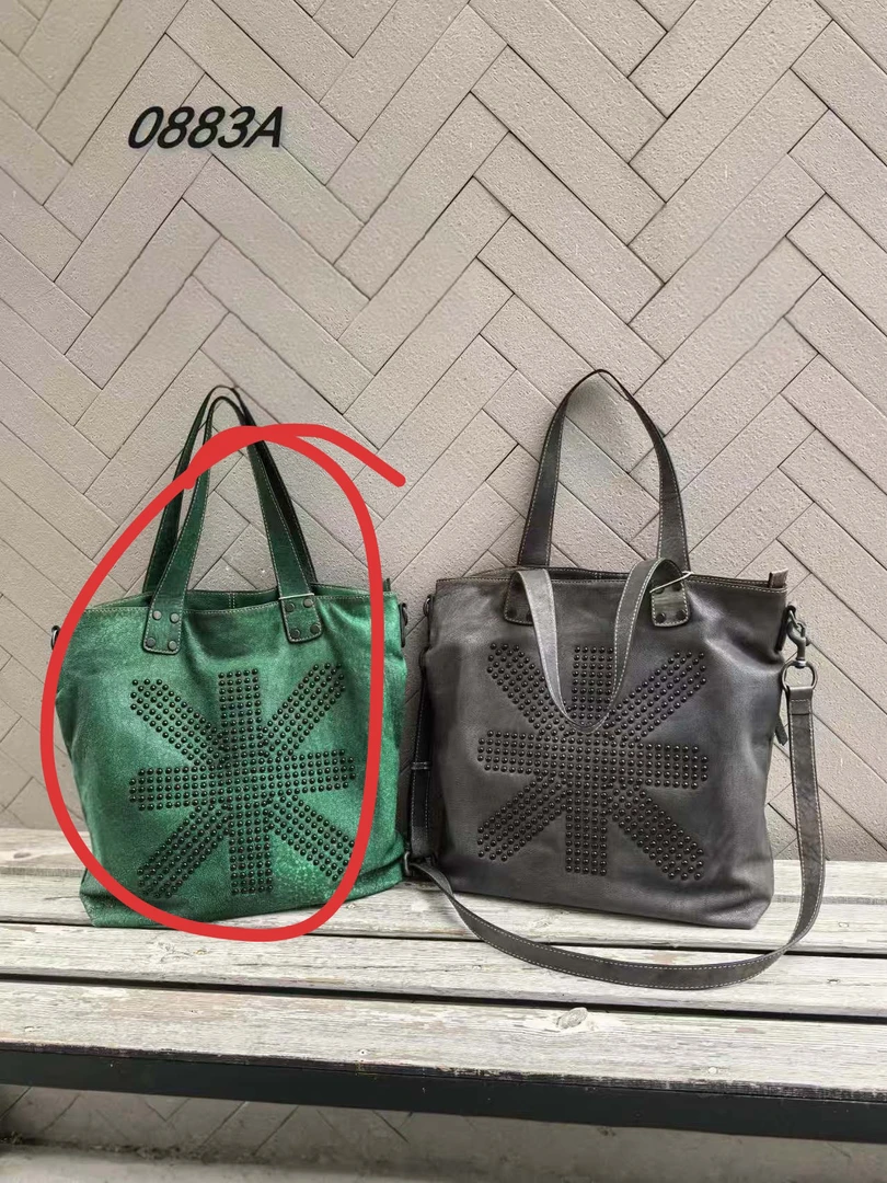 朋克黑色单肩包ins绿色铆钉绿色时髦美式公主风极简风托特包百搭