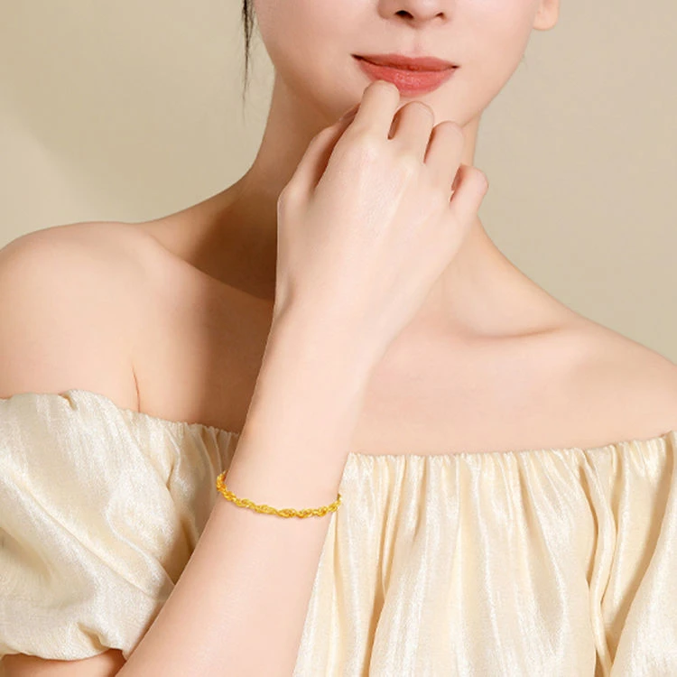 铜合金手链 绞丝链素色手链女气质优雅手环DIY款万能链时尚百搭