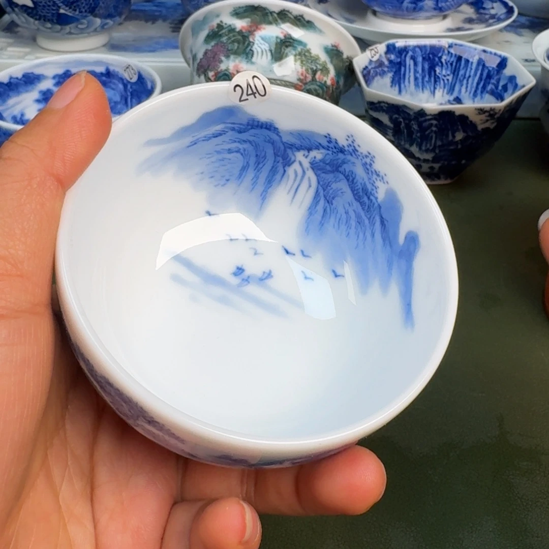 瓷景德镇纯手绘茶具圆圆240