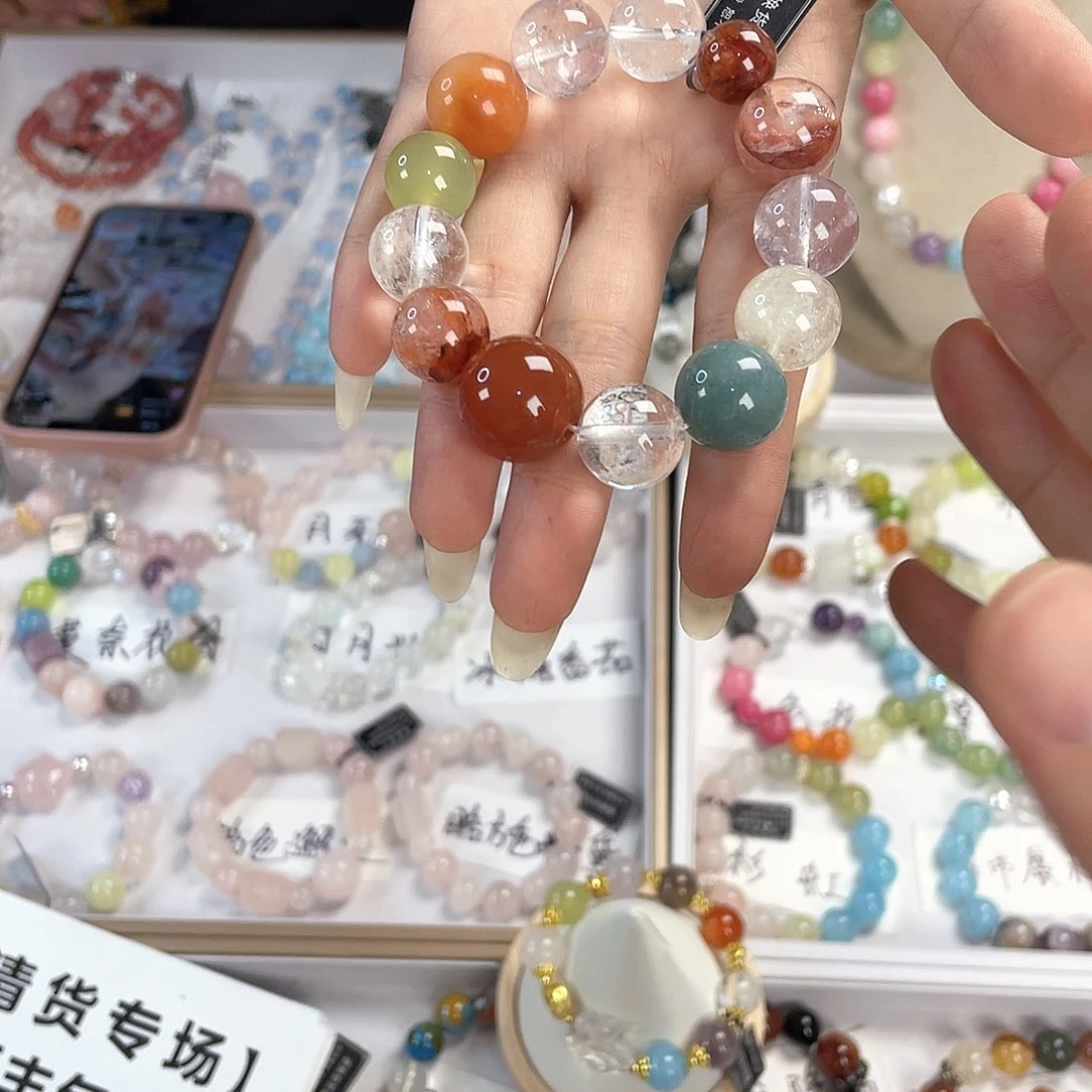 水晶手链银S925镀金镶嵌