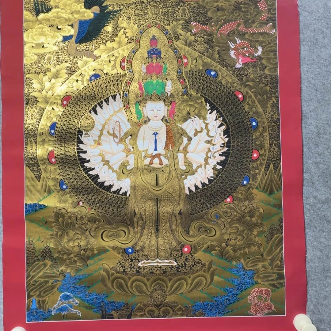 装裱画黑金千手观观纯手绘假一罚十